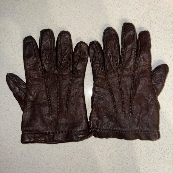 Genuine Leather Brown Portolano Gloves Cashmere Lined Mens/Womens Very Warm - Picture 2 of 8